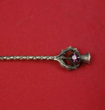 BMCo English Sterling Silver Salt Spoon w/Scottish Thistle Amethyst Stone 2 1/2"