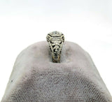 18k White Gold Art Deco Genuine Natural Diamond Filigree Ring (#J5355)