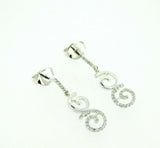 14k White Gold Genuine Natural Diamond Swirl Earrings .25ct (#J726)