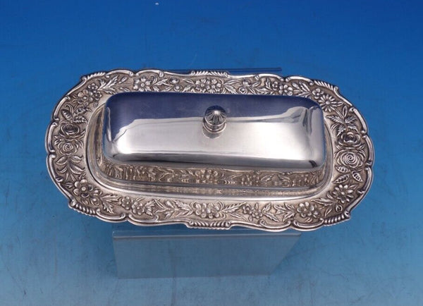 Repousse by Kirk Sterling Silver Covered Butter Dish w/ glass liner (#7316)