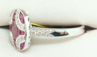 18K Gold Oval Genuine Natural Ruby Ring with Rubies and Diamonds (#J2355)