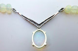 Genuine Natural Opal Necklace with Diamonds & 14k White Gold Clasp (#C3268)