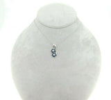 14k White Gold Blue Genuine Natural Sapphire and Diamond Flower Pendant (#J4410)
