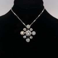 14k and Silver 2.50 Carat TW Antique Genuine Natural Diamond Pendant (#J5925)