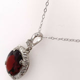 10k Gold Vintage 4.66 Carat Genuine Natural Garnet Pendant with Diamond (#J5577)