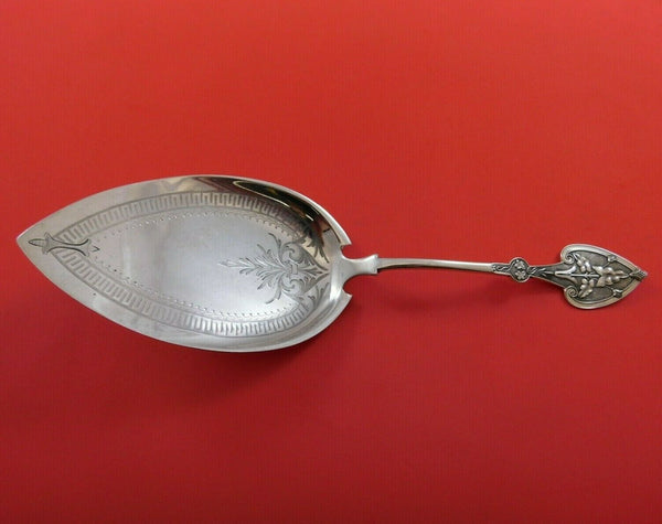 Krider and Biddle Coin Silver Pie Server All Silver BC with Leaf Handle #2 9"