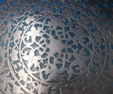 Glass Trivet Plate with Sterling Silver Overlay 10" (#5496)