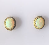 14k Yellow Gold Genuine Natural Opal Stud Earrings with Lots of Color! (#J6442)
