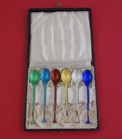 Danish Sterling by Various Makers Sterling Silver Demitasse Spoon set/6   3 7/8"