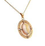 10k Gold Victorian Gold Vein Quartz Pendant w/ Flowers (#J5640)