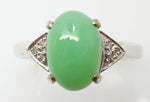 14k White Gold Jadeite Jade and Diamond Ring with Report (#J3288)