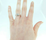 Vintage 18k Yellow Gold Genuine Natural Diamond Three Stone Ring .43ct (#J852)
