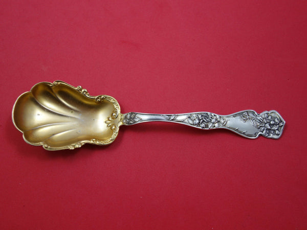 Cherry Blossom by Blackinton Sterling Silver Preserve Spoon Goldwashed 7 1/2"