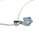 Platinum 1.49ct Asscher Genuine Natural Ceylon Sapphire Pendant (#J5271)