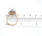 14k Yellow Gold Genuine Natural Moonstone Ring with Sapphire Halo (#J5844)