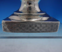 Coin Silver Creamer / Milk Pitcher on Pedestal Base w/ Faux Woven Design (#3995)