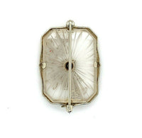14k Gold Genuine Natural Rock Crystal Quartz and Diamond Filigree Pendant #J5406