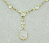 18k Yellow Gold 7ct Genuine Natural Moonstone Drop Necklace Pendant (#J4568)