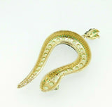 Large 14k Yellow Gold Genuine Natural Peridot Snake Pendant Enhancer (#J4464)