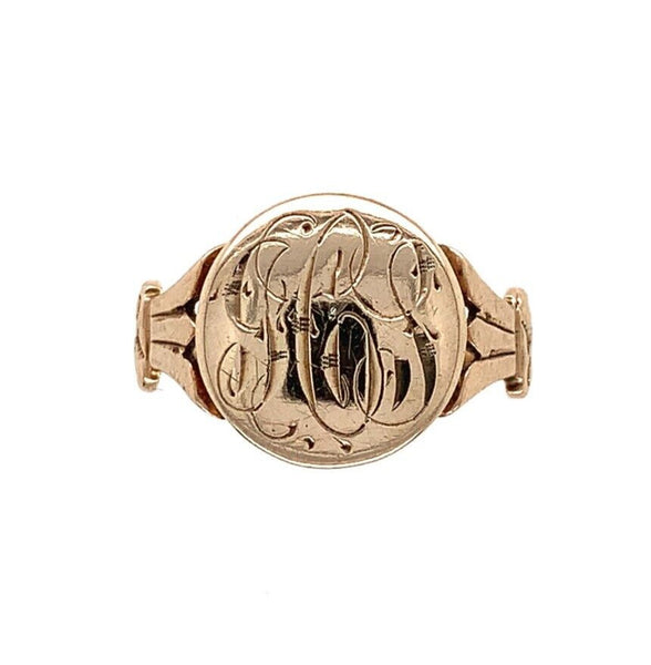 10k Yellow Gold Child Signet Ring w/ Monogram Size 2 Children's Jewelry (#J5990)