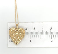 10k Yellow Gold Reversible Heart Locket w/ Quilted and Engraved Designs (#J6432)