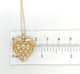 10k Yellow Gold Reversible Heart Locket w/ Quilted and Engraved Designs (#J6432)