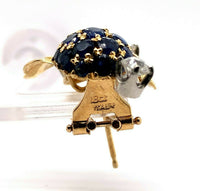 18k Gold Antique Genuine Natural Sapphire and Diamond Blackberry Earrings #J5433