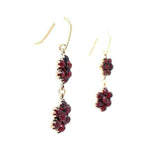 Genuine Natural Bohemian Garnet Rosette Drop Earrings (#J5507)