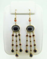 14k Gold Genuine Natural Garnet Large Drop Earrings 27 Carats 3" Long (#J4176)