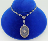 10k Oval Genuine Natural Crystal Quartz Necklace with Cast Chain (#J4090)