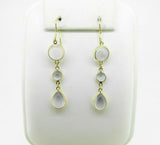 18k Yellow Gold 10ct Genuine Natural Moonstone Dangle Drop Earrings (#J4566)