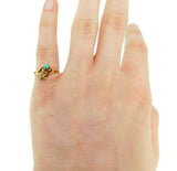 10k Yellow Gold Victorian Genuine Natural Turquoise and Diamond Ring (#J4533)