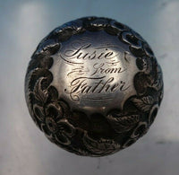 CM English Victorian Sterling Silver Bottle Top Repousse Birmingham 1889 (#6607)