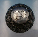 CM English Victorian Sterling Silver Bottle Top Repousse Birmingham 1889 (#6607)