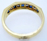 18K Gold .20ct Blue Genuine Natural Sapphire Ring with Diamonds (#J3110)