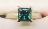 14k Gold Princess Cut 1.23ct Green Genuine Natural Tourmaline Ring (#J3880)