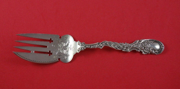 Alvin Sterling Silver Cold Meat Fork Bright-Cut 7 1/8" Serving