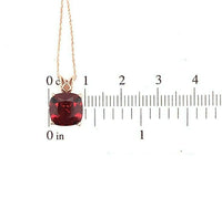 14k Rose Gold 3.83 Carat Cushion Genuine Natural Garnet Pendant (#J5578)