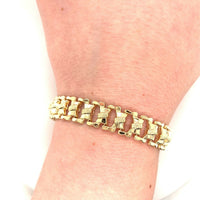 14k Yellow Gold Wide Fancy Link Bracelet (#J5532)