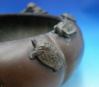 Bronze Planter Japanese Style with Applied Turtles 9 1/2" x 17" (#6383)