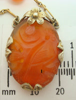 Carved Carnelian 14k Gold and Vermeil Necklace (#J2104)