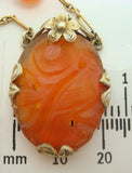 Carved Carnelian 14k Gold and Vermeil Necklace (#J2104)