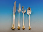 Regency Shell Gold by Lunt Sterling Silver Flatware Set for 12 Service 48 pieces