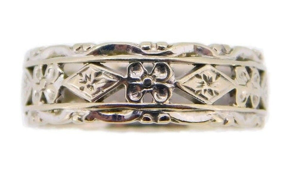 14k White Gold Floral Pierced Eternity Band (#J3914)