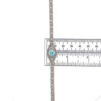 14k White Gold Filigree Bracelet with Genuine Natural Blue Zircon (#J6503)