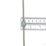 14k White Gold Filigree Bracelet with Genuine Natural Blue Zircon (#J6503)