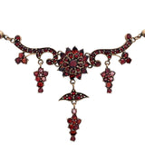 Genuine Natural Bohemian Garnet Necklace Three Drops Victorian 15" (#J6092)