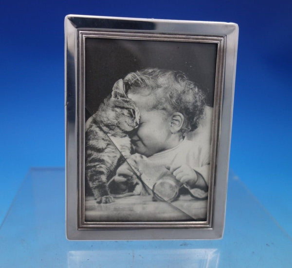 Lunt Sterling Silver Picture Frame with Blue Velvet (Broken Glass) #1186 (#6885)