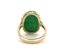 14k Yellow Gold Chinese Export Carved Jade Ring (#J5416)