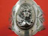 Medallion Coin Silver Napkin Ring Bright-Cut w/ 3D Applied Medallion 1 3/8"